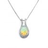 Image of opal & diamonds pendant in 18ct white gold