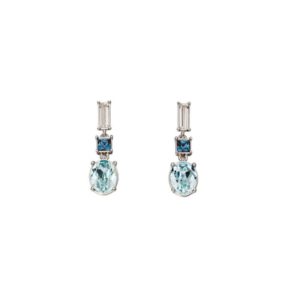 Silver Blue Swarovski Drop Earrings