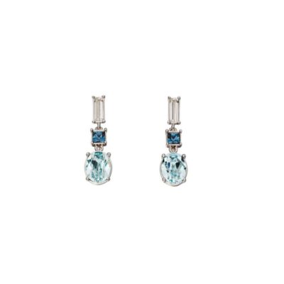 Silver Blue Swarovski Drop Earrings