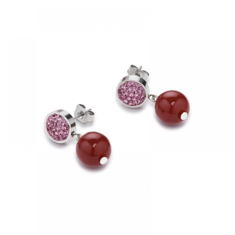 Coeur De Lion Earrings – Crystals, Pave, Agate & Onyx Orange-rose
