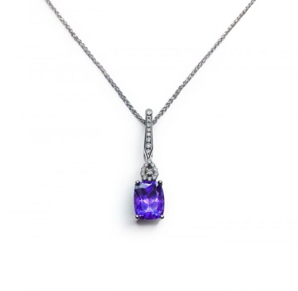Image of tanzanite & diamond pendant in 18ct white gold