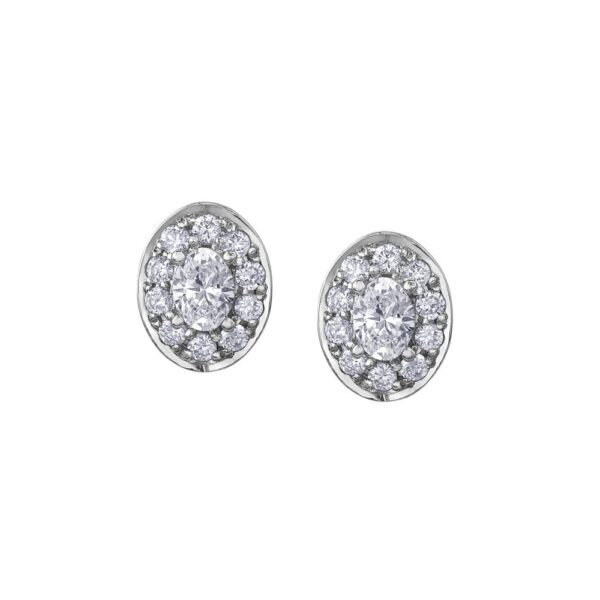9ct Yellow Gold Oval Diamond Earrings