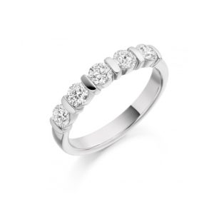 Image of round brilliant cut diamond bar set half eternity ring, 0.75ct