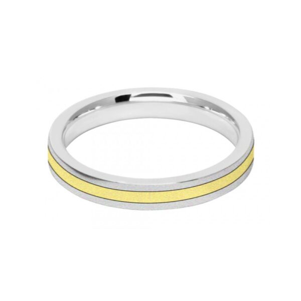 Image of 3mm 9ct two colour gold court shape wedding ring band