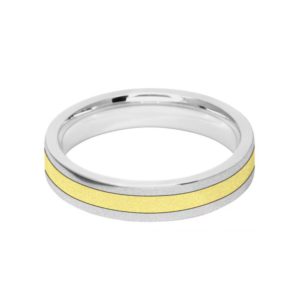Image of 4mm 9ct two colour gold court shape wedding ring band