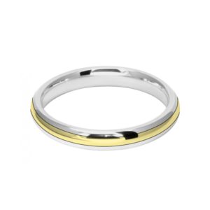 Image of 3mm 9ct two colour gold court shape wedding ring band