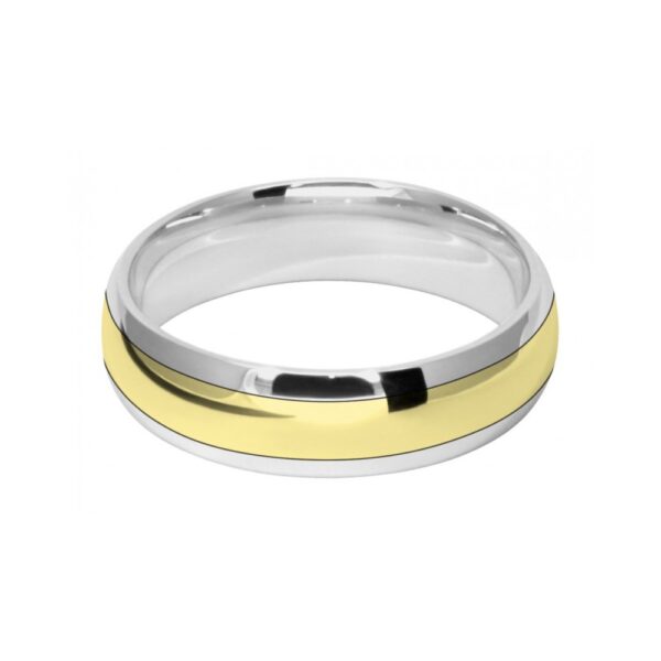 Image of 6mm 9ct two colour gold court shape wedding ring band