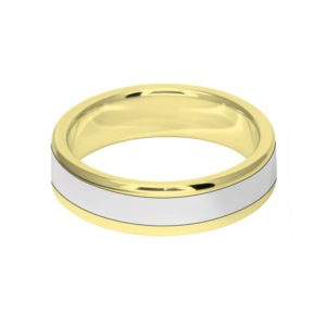 Image of 6mm 9ct two colour gold court shape wedding ring band
