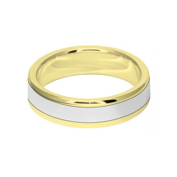 Image of 6mm 9ct two colour gold court shape wedding ring band