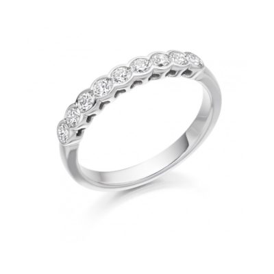Rub Over Set Diamond Wedding Ring, 0.50ct