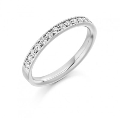 Round Brilliant Cut Diamonds Grain Set Vintage Wedding Ring, 0.33ct