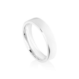 Image of 5mm white gold flat court wedding ring band