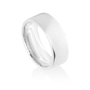 Image of 8mm white gold flat court wedding ring band