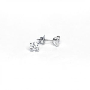 Image of second hand 18ct white gold diamond stud earrings, 1.00ct