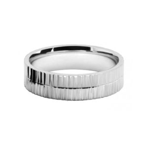 Image of white gold bark pattern wedding ring band