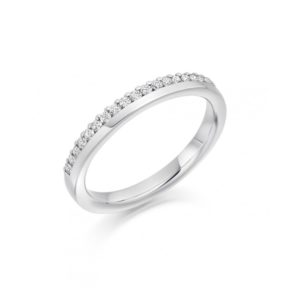 Image of brilliant cut diamond half offset diamond wedding ring, 0.22ct