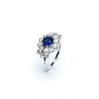 Second Hand Sapphire & Diamond Ring in 18ct White Gold