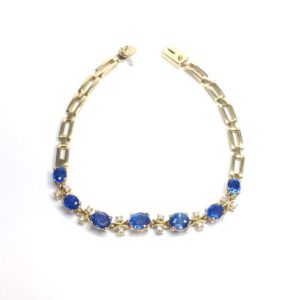 Image of second hand sapphire & diamond bracelet in 18ct yellow gold