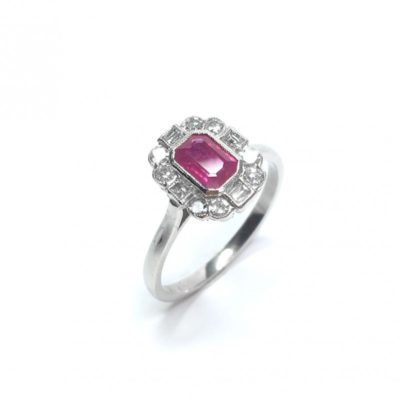 Second Hand Ruby & Diamond Ring in Platinum