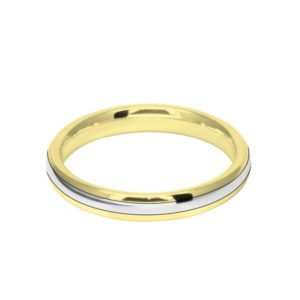 Image of 3mm 9ct two colour gold court shape wedding ring band