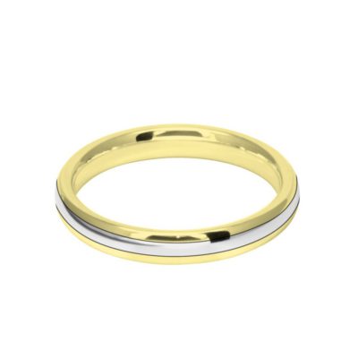 3mm 9ct Two Colour Gold Court Shape Wedding Ring Band