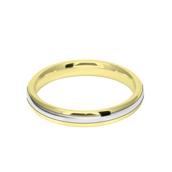 Image of 3mm 9ct two colour gold court shape wedding ring band