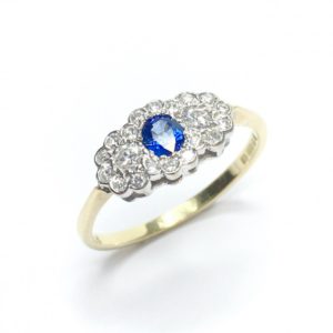 Image of second hand sapphire & diamond ring in 18ct yellow gold