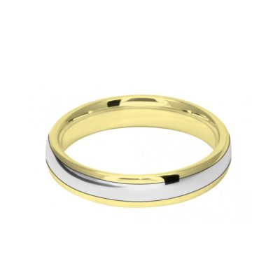 4mm 9ct Two Colour Gold Court Shape Wedding Ring Band