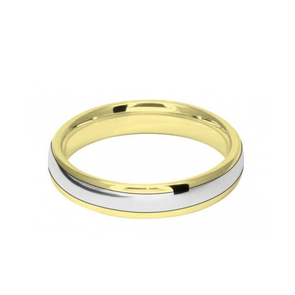 Image of 4mm 9ct two colour gold court shape wedding ring band