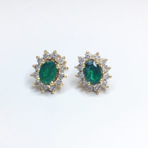Image of second hand emerald & diamond earrings