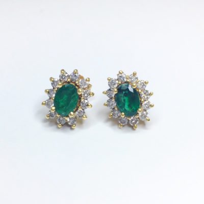 Second Hand Emerald & Diamond Earrings