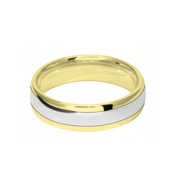 Image of 6mm 9ct two colour gold court shape wedding ring band