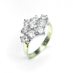 Image of second hand diamond boat cluster ring in 18ct yellow gold