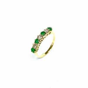 Photo of Second Hand 18ct Yellow Gold Emerald & Diamond Ring
