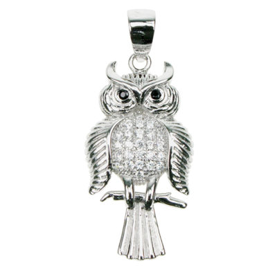 Silver Owl On Twig Pendant