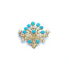 Second Hand 18ct Yellow Gold Pearl & Turquoise Brooch