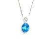 9ct White Gold Blue Topaz & Diamond Pendant