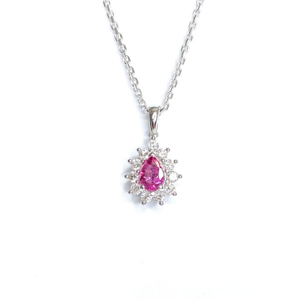 18ct White Gold Tourmaline & Diamond Pendant