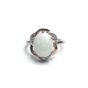 9ct Rose Gold Opal & Diamond Ring