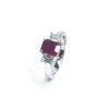 18ct White Gold Ruby & Diamond 3 Stone Ring