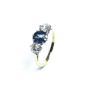Second Hand Platinum Sapphire & Diamond 3 Stone Ring