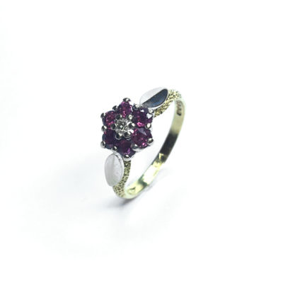Second Hand 18ct Yellow Gold Ruby & Diamond Cluster Ring