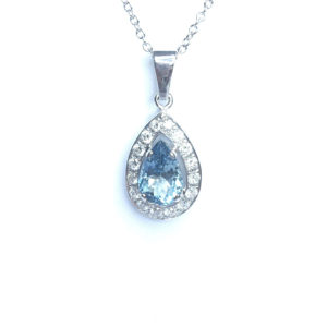 18ct White Gold Aquamarine & Diamond Pendant