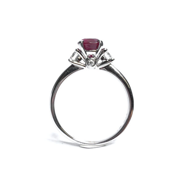 18ct White Gold Ruby & Diamond 3 Stone Ring