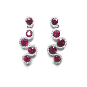 18ct White Gold Ruby & Diamond Earrings