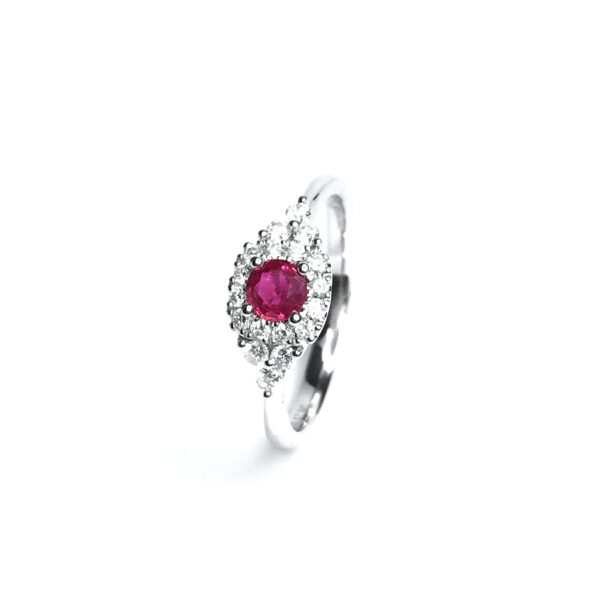 18ct White Gold Ruby & Diamond Ring