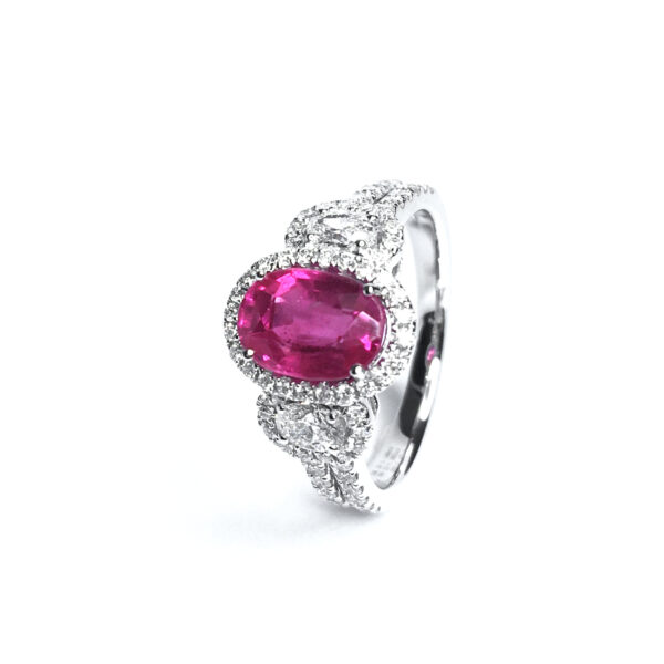 18ct White Gold Ruby & Diamond Ring