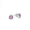 18ct White Gold Pink Sapphire & Diamond Heart Earrings