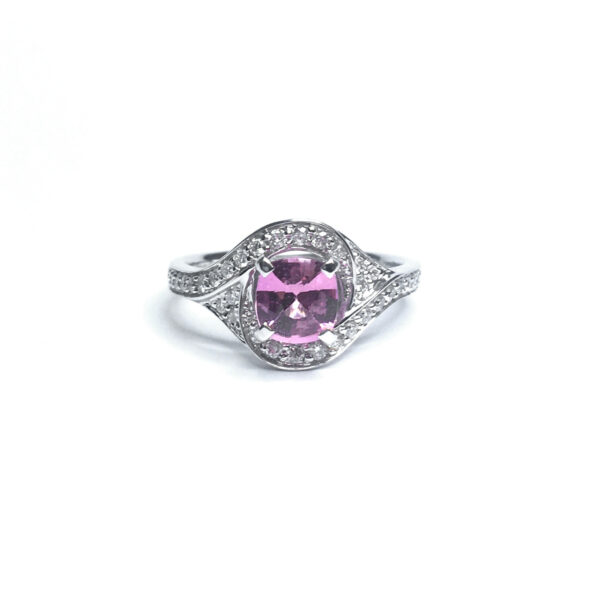 18ct White Gold Pink Sapphire & Diamond Ring