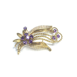 Second Hand 18ct Yellow Gold Amethyst Brooch